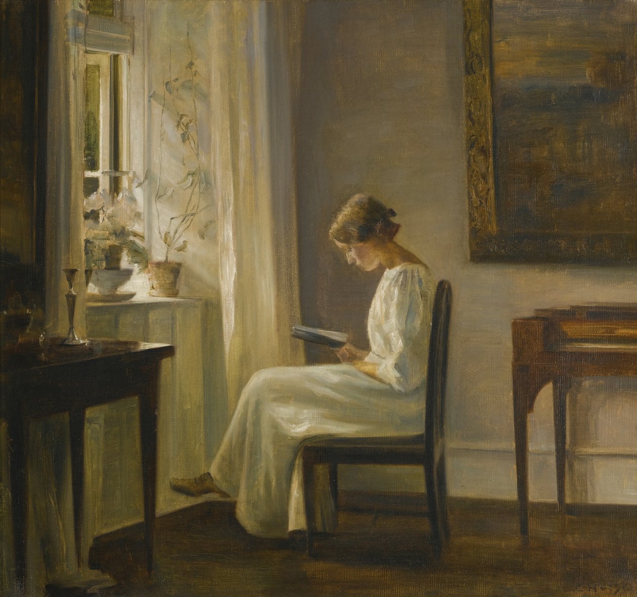 Belső egy olvasó nővel alkotó: Carl Holsoe