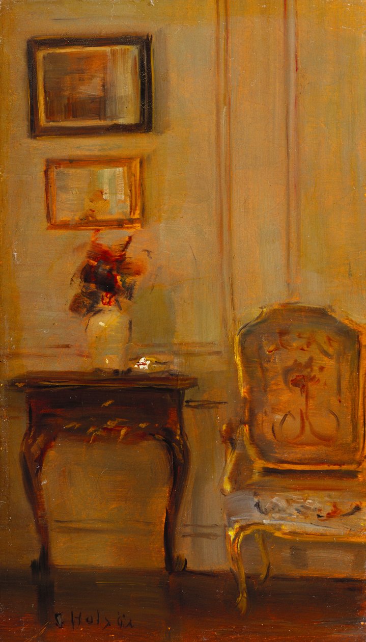 A szalon belseje (olaj a panelen) alkotó: Carl Holsoe