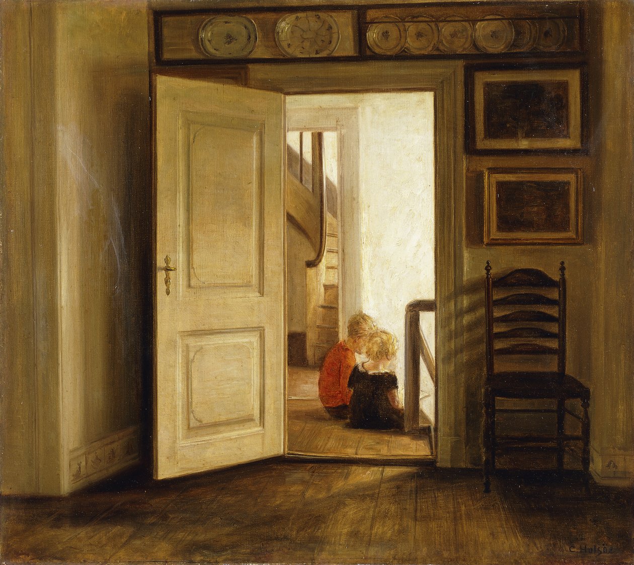 Gyermekek egy belső térben alkotó: Carl Holsoe