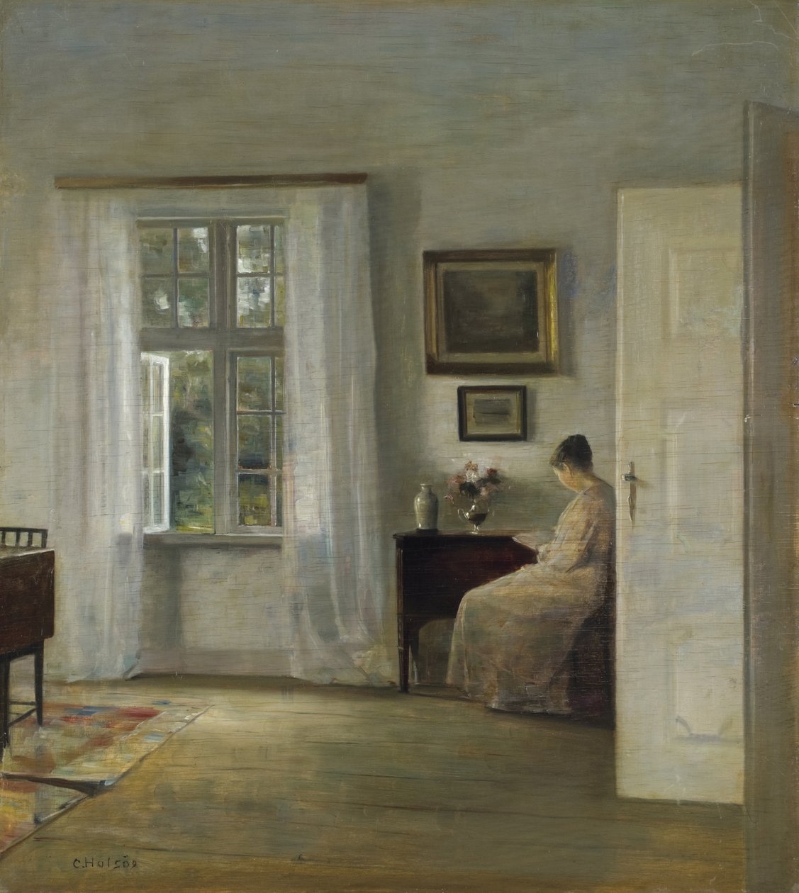 The Reader par Holsoe, Carl (1863-1935), - Olaj, fa, 70x62,5 - Magángyűjtemény alkotó: Carl Holsoe