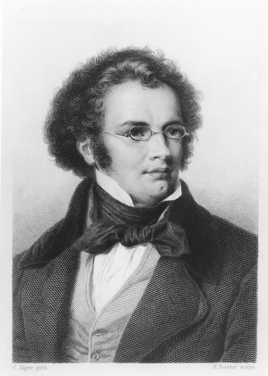 Franz Schubert (1797-1828) portréja, H. Roemer metszete alkotó: Carl Jaeger
