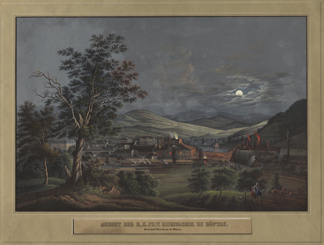 Kilátás a zöptaui K. K. magánvasgyárra alkotó: Carl Julius Rieden