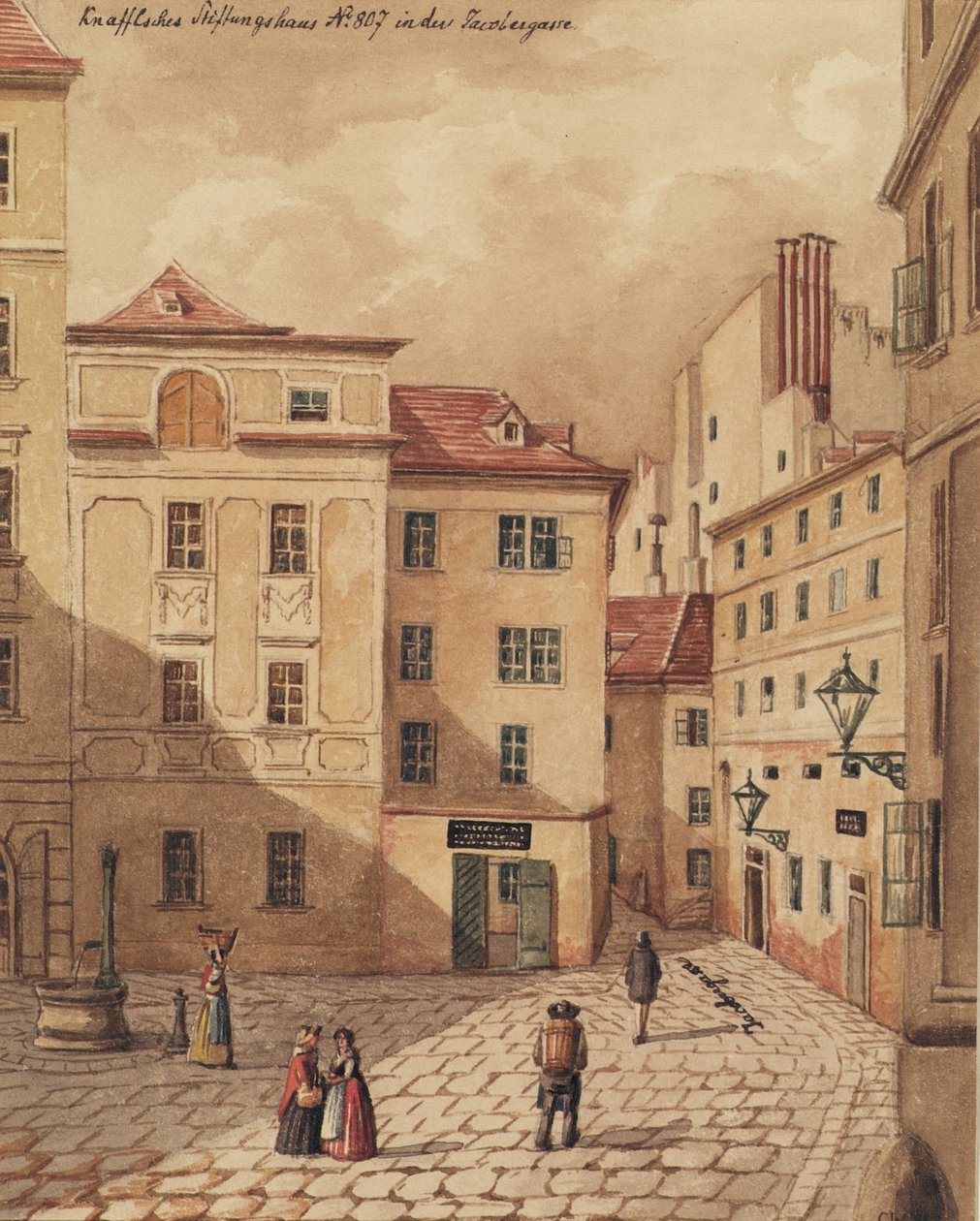 A Knaffelsche Alapítvány háza a bécsi Jacobergasse 807. szám alatt alkotó: Carl L. Wiesböck