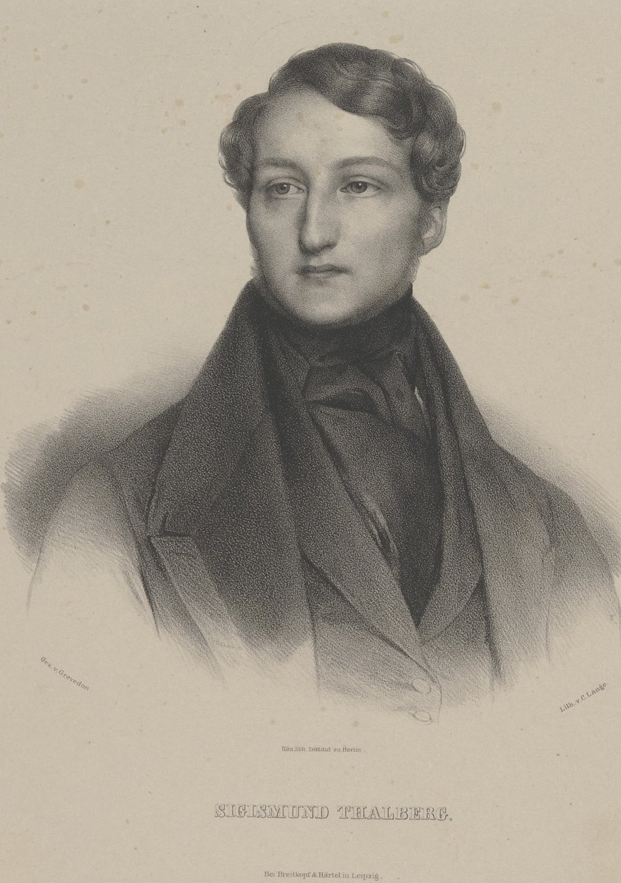 Thalberg Zsigmond zongoraművész és zeneszerző portréja 1812-1871, c. 1850. alkotó: Carl Lange