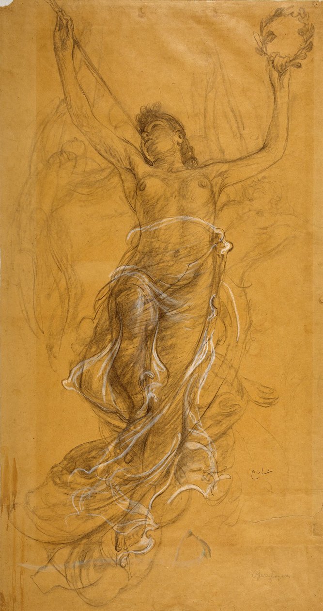 Trompetenblasende Frau. Studie für die Decke im Opernfoyer alkotó: Carl Larsson