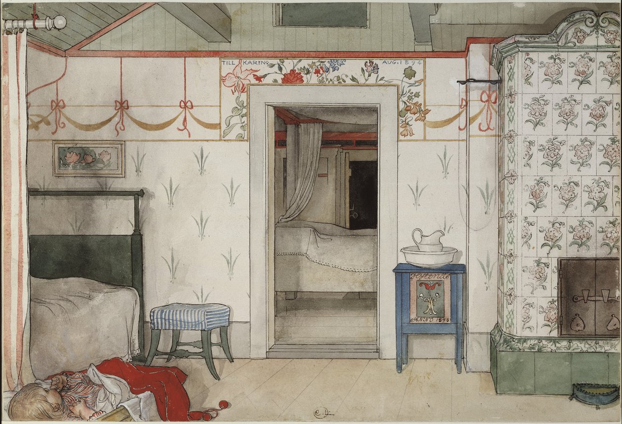 Britas Forty Winks, az A Home sorozatból, 1895 körül (wc papíron) alkotó: Carl Larsson