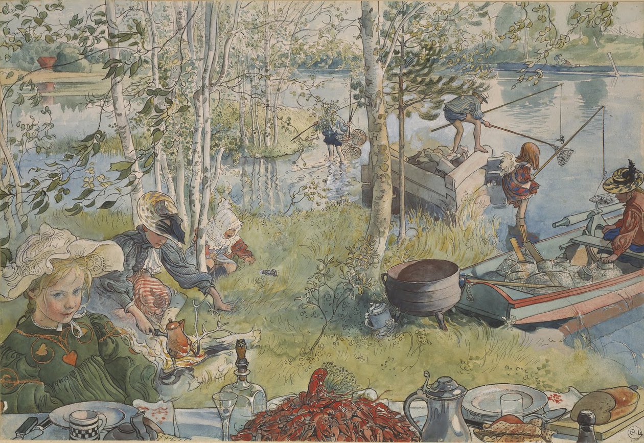 Rákhalászat alkotó: Carl Larsson