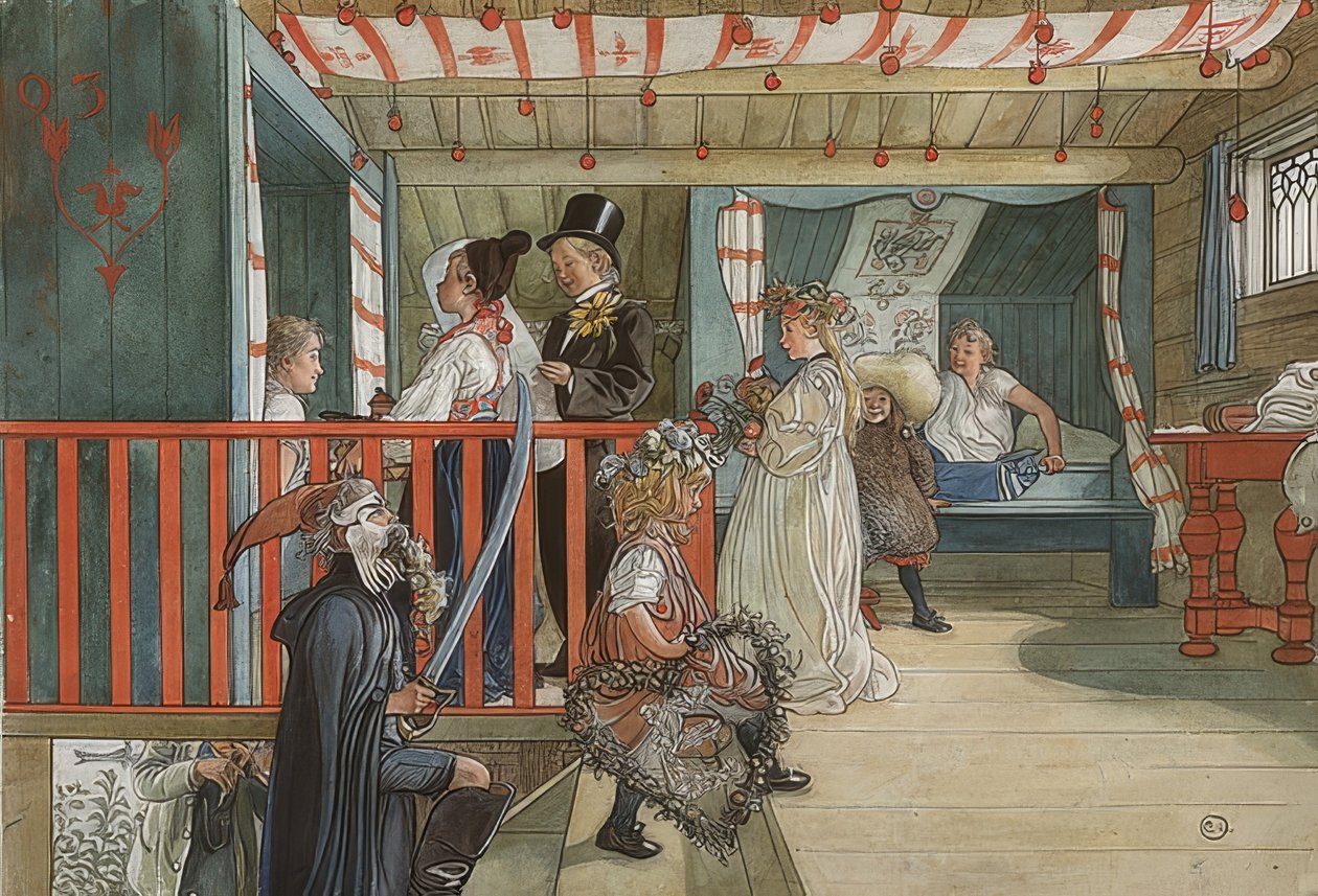 A névnap. 1895 körül alkotó: Carl Larsson