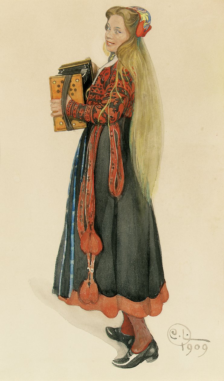Lisbeth harmonikán játszik, 1909 alkotó: Carl Larsson