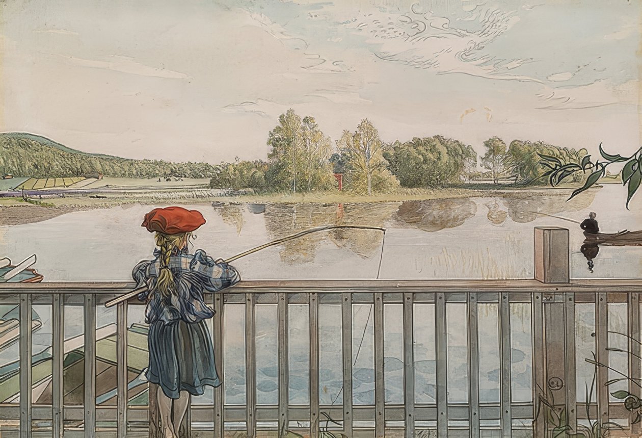 Lisbeth horgászat. 1895 körül alkotó: Carl Larsson