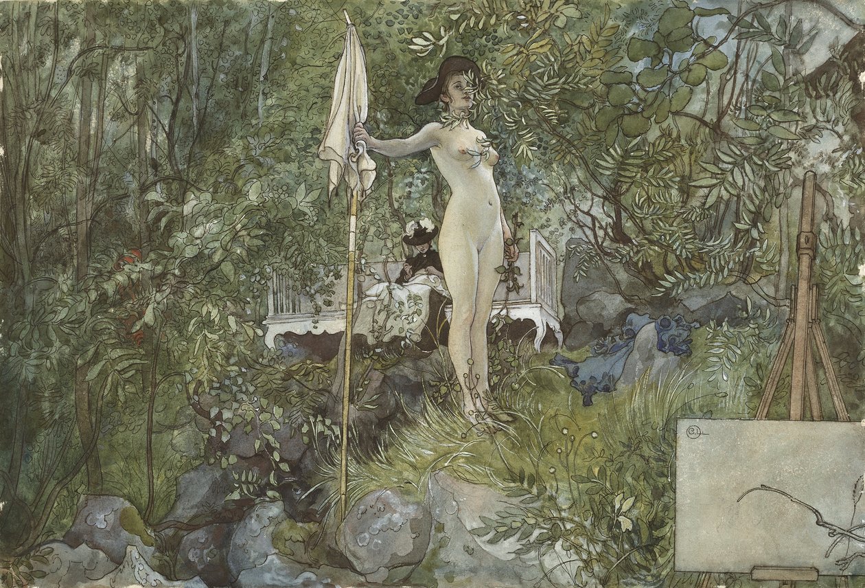 Szabadtéri stúdió, az A Home sorozatból, 1895 körül (wc papíron) alkotó: Carl Larsson