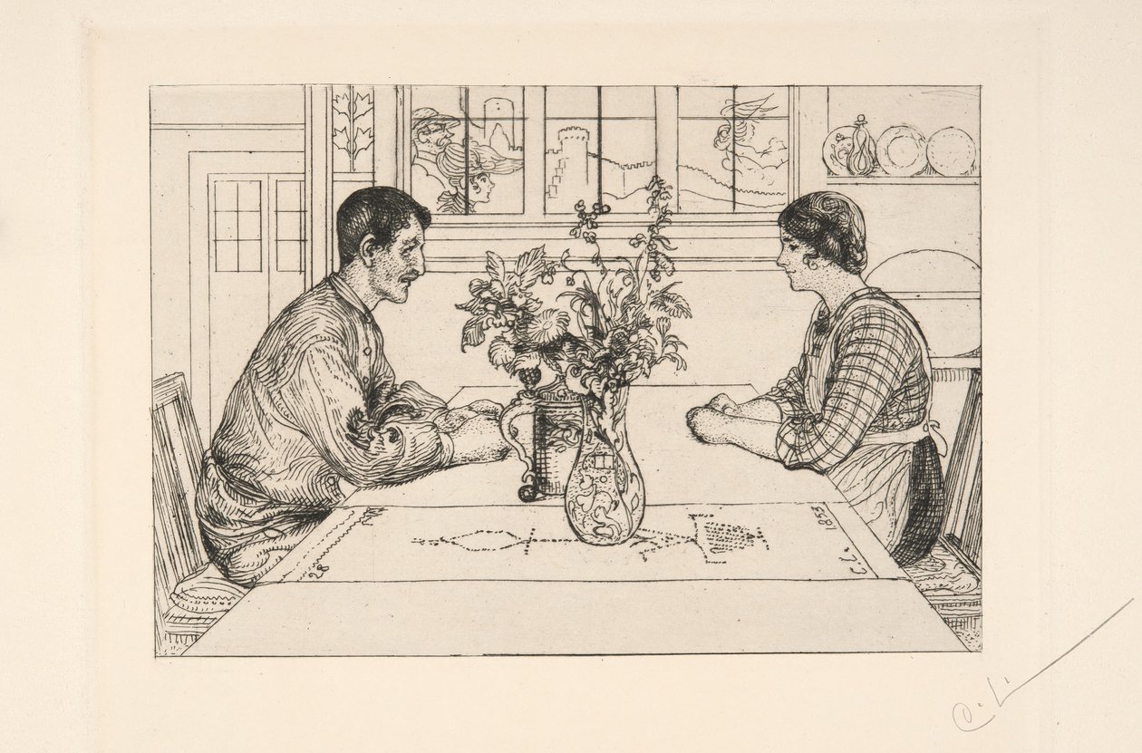 Önarckép rézkarcolóként alkotó: Carl Larsson
