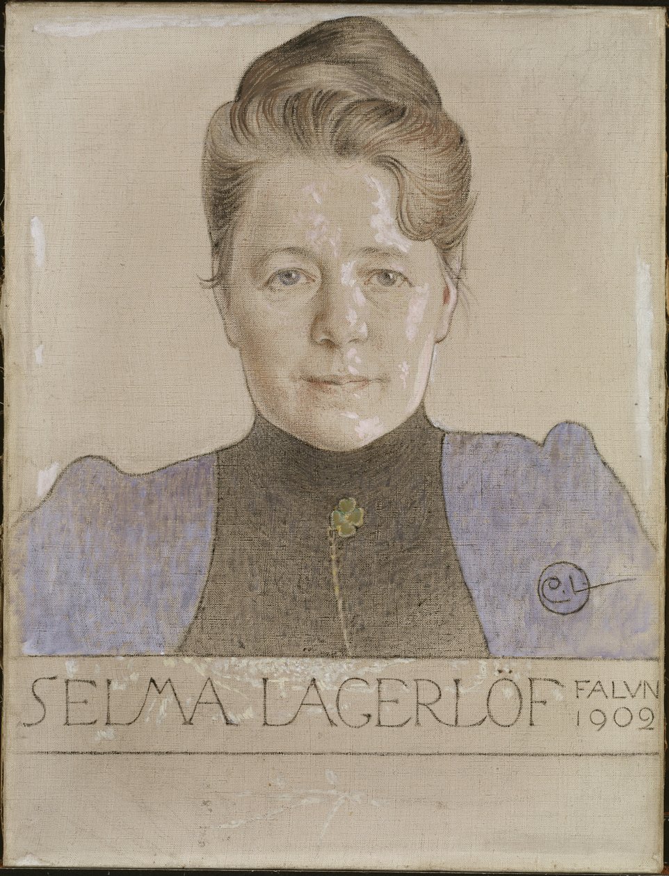 Selma Lagerlof – Selma Lagerloef (1858-1940) szerző portréja, készítette: Larsson, Carl (1853-1919). Kréta és olaj, vászon alkotó: Carl Larsson