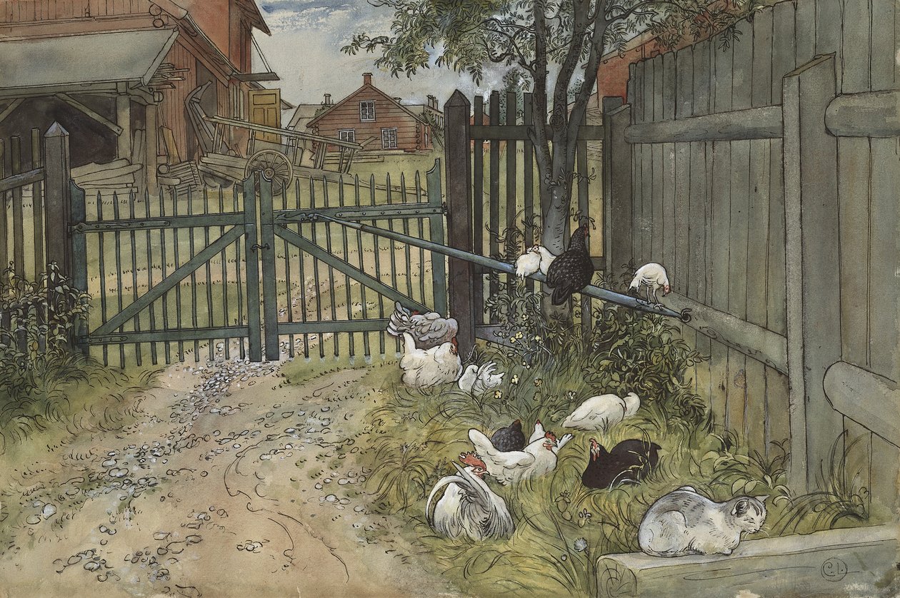 A kapu, az Egy otthon sorozatból, 1895 körül (wc papíron) alkotó: Carl Larsson