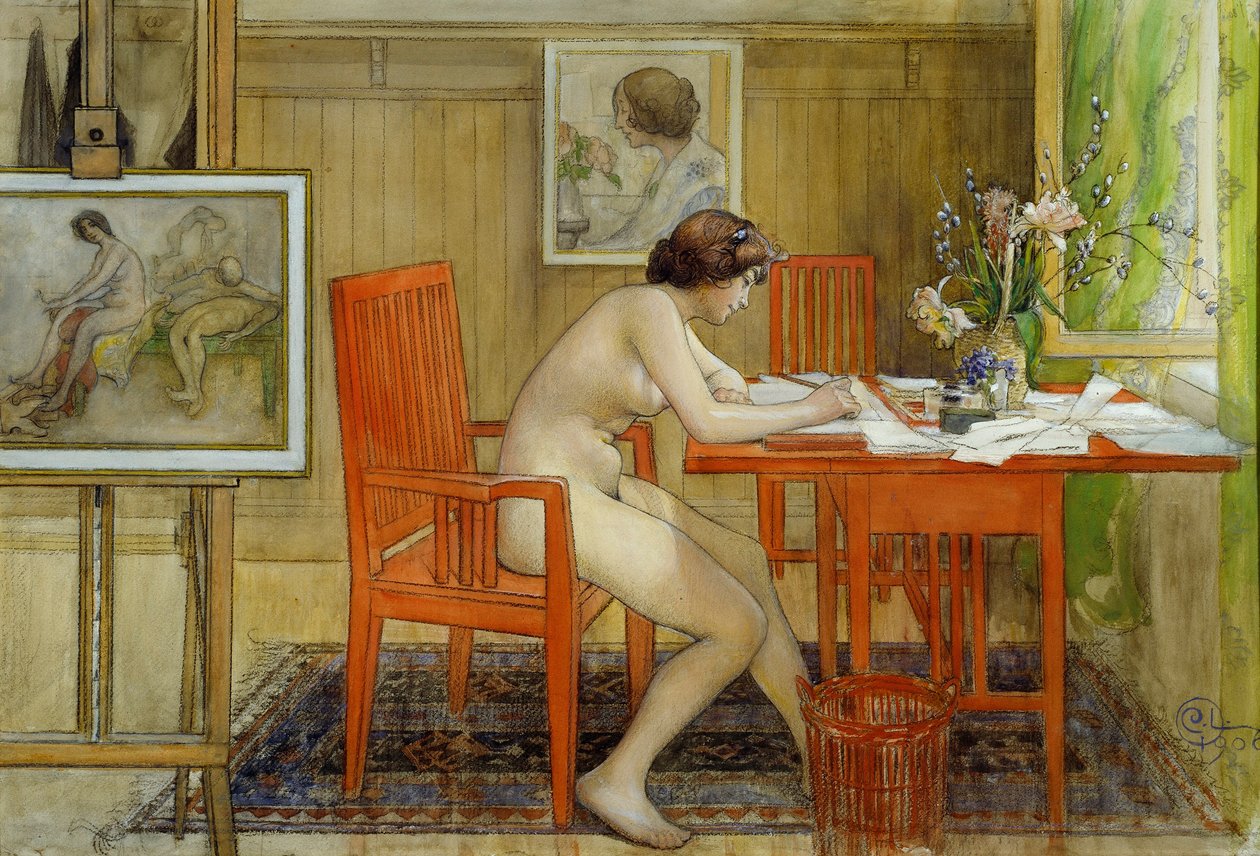 Képeslapot író modell alkotó: Carl Larsson