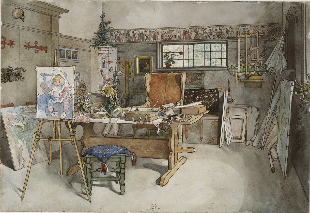 The Studio, A Home sorozatból, 1895 körül (wc papíron) alkotó: Carl Larsson