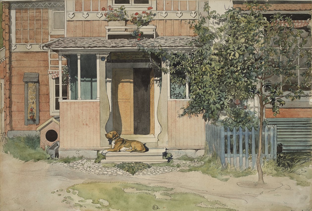 The Verandah, A Home sorozatból, 1895 körül (wc papíron) alkotó: Carl Larsson