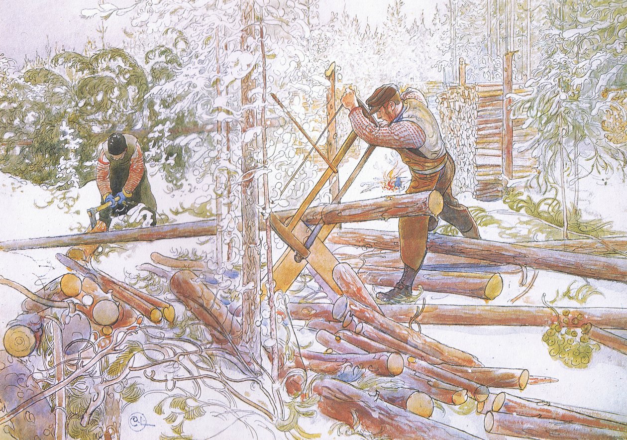 Ezután egyforma hosszúságúra vágták őket alkotó: Carl Larsson