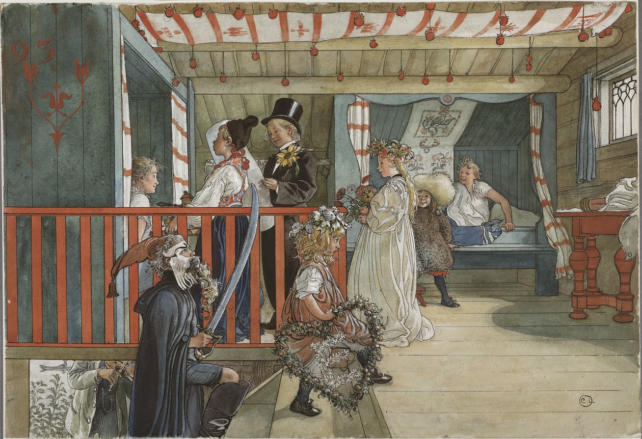 Un jour de fete – Az ünneplés napja, Larsson, Carl (1853-1919). Akvarell papíron alkotó: Carl Larsson