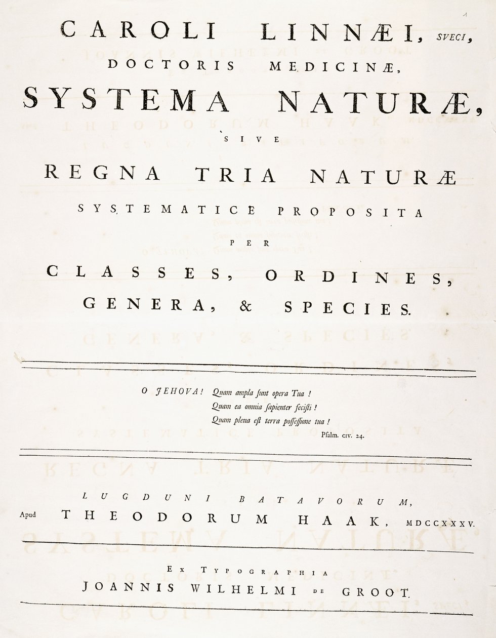 Címlap a "Systema naturae"-ből alkotó: Carl Linnaeus