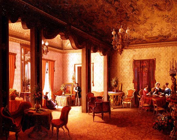 Alexandra cárnő szalonjának belseje a Villa des Herzogs Serradifalcóban, Palermóban alkotó: Carl Ludwig Rundt