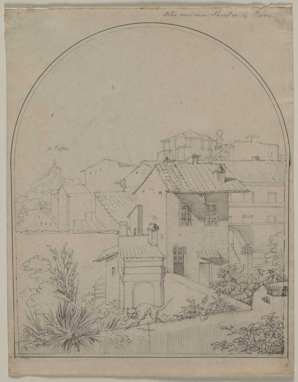 Kilátás az ablakomból Rómában (recto) alkotó: Carl Ludwig Tischbein