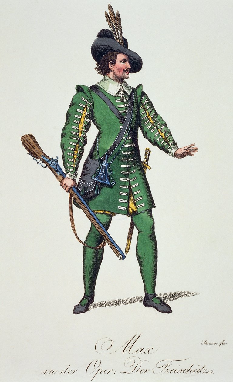 Max, Carl Maria von Weber (1786-1826) jelmezvázlata a Der Freischutzhoz (A lövész vagy szabadlövő) alkotó: Carl Maria von Weber