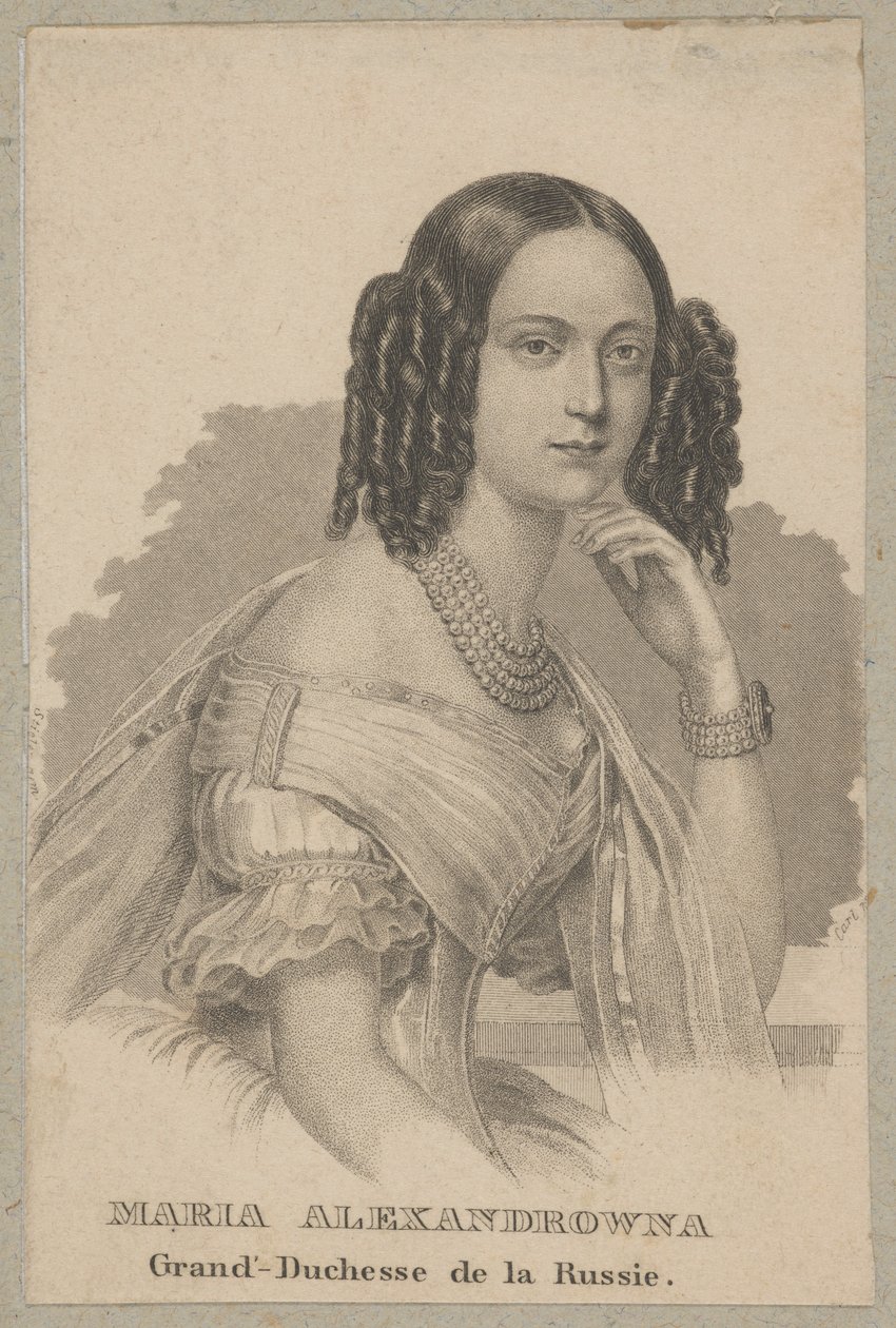 Marija Alekszandrovna (született Maximiliane Wilhelmine Marie von Hessen-Darmstadt, 1824 Darmstadt - 1880 Szentpétervár) - II. Lajos hesseni nagyherceg és badeni Vilma legfiatalabb lánya, hesseni hercegnő, II. Sándor cár feleségeként Oroszország alkotó: Carl Mayer