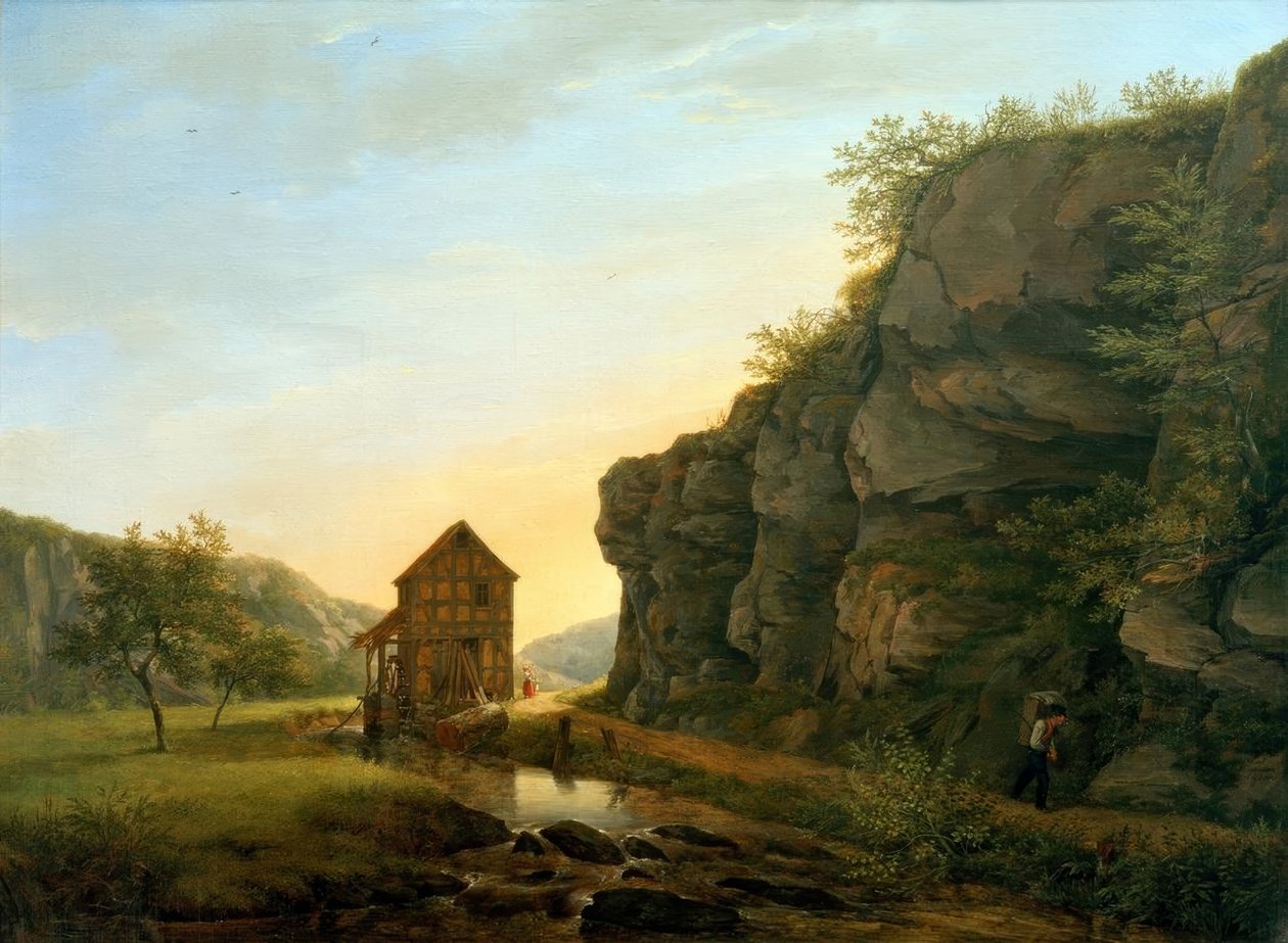 A forgácsoló malom a Lorsbacher Talban a Teufelsfelsenen alkotó: Carl Morgenstern