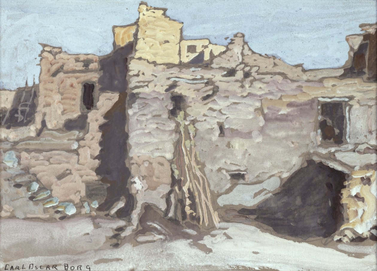 Walpi (tempera papíron) alkotó: Carl Oscar Borg