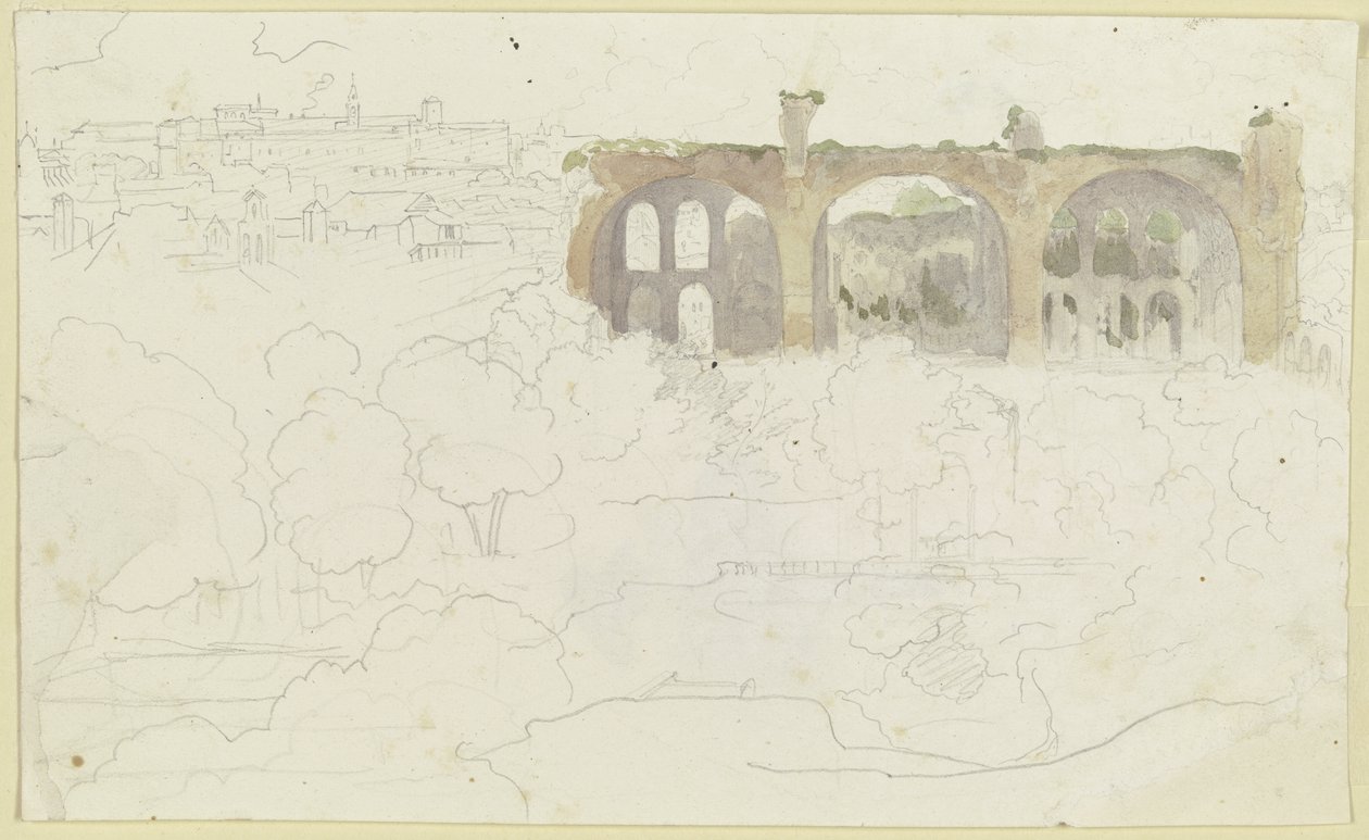 Kilátás a római Forum Romanumra a Maxentius-bazilikával alkotó: Carl Philipp Fohr