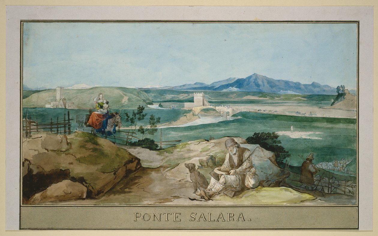 Táj Róma közelében a Ponte Salario híddal alkotó: Carl Philipp Fohr
