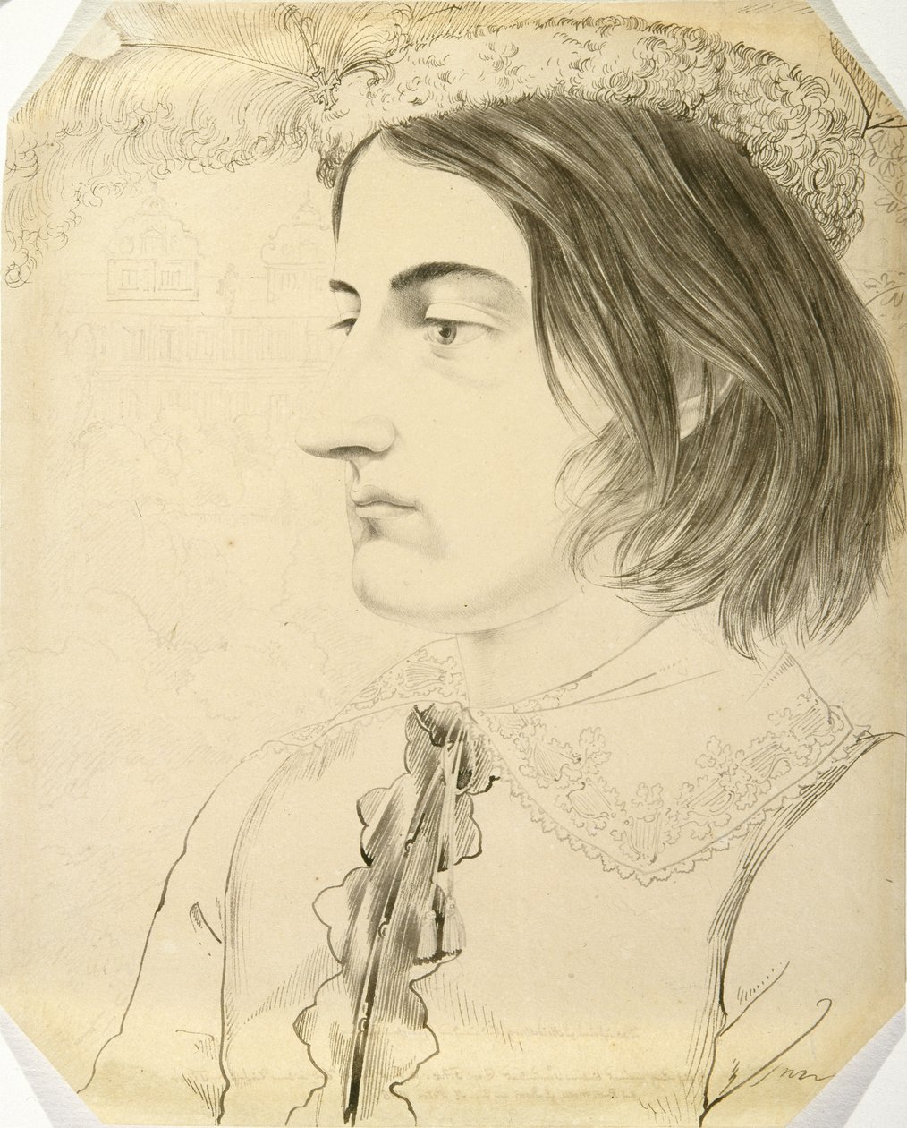 Ludwig Simon, teológushallgató, 1816 (toll és ecset, valamint fekete tinta szőtt papíron) alkotó: Carl Philipp Fohr