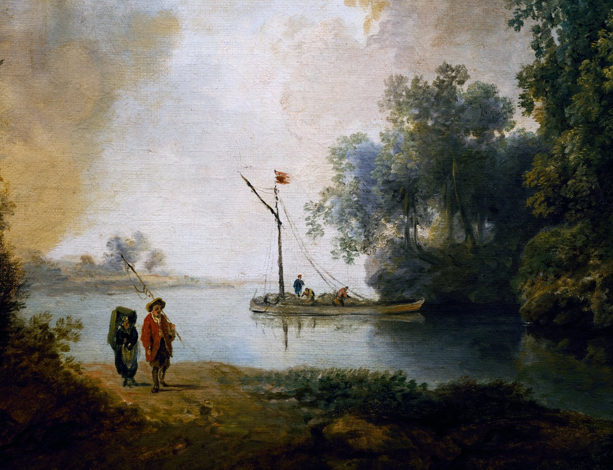 Táj folyóval, kb 1780, Carl Philipp Schallhas (1767-1797), részlet, Magyarország alkotó: Carl Philipp Schallhas