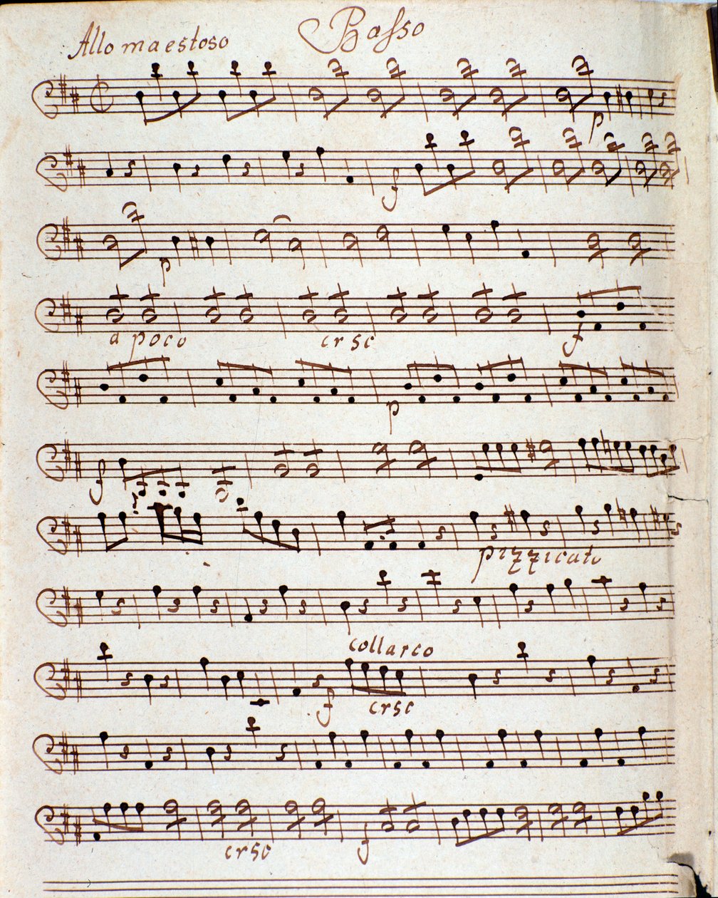 Karl Philipp Stamitz D-dúr koncertjének kottájának oldala alkotó: Carl Philipp Stamitz
