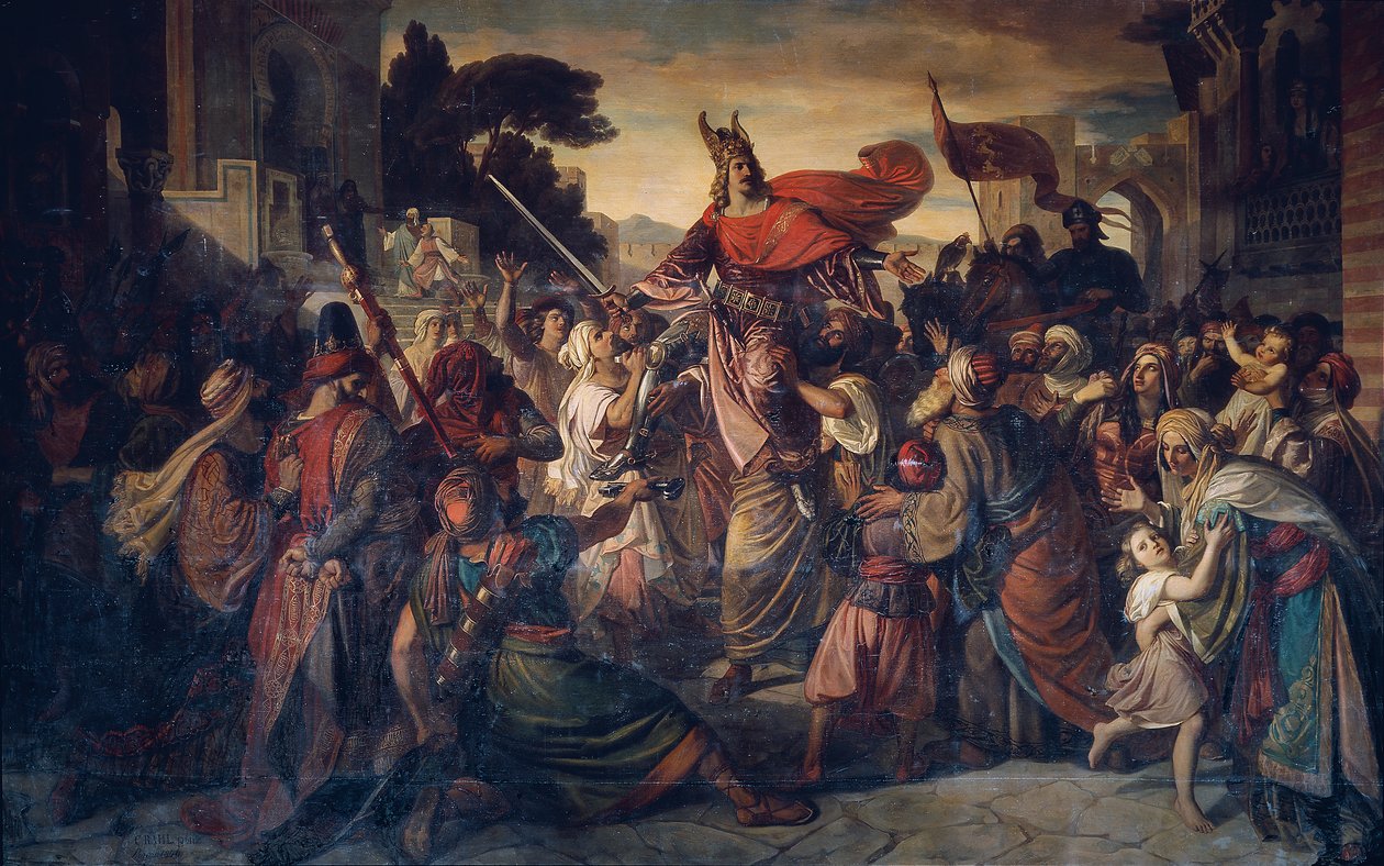Manfred (1231-1266) fogadása a szaracénok által Luceriában 1254-ben alkotó: Carl Rahl