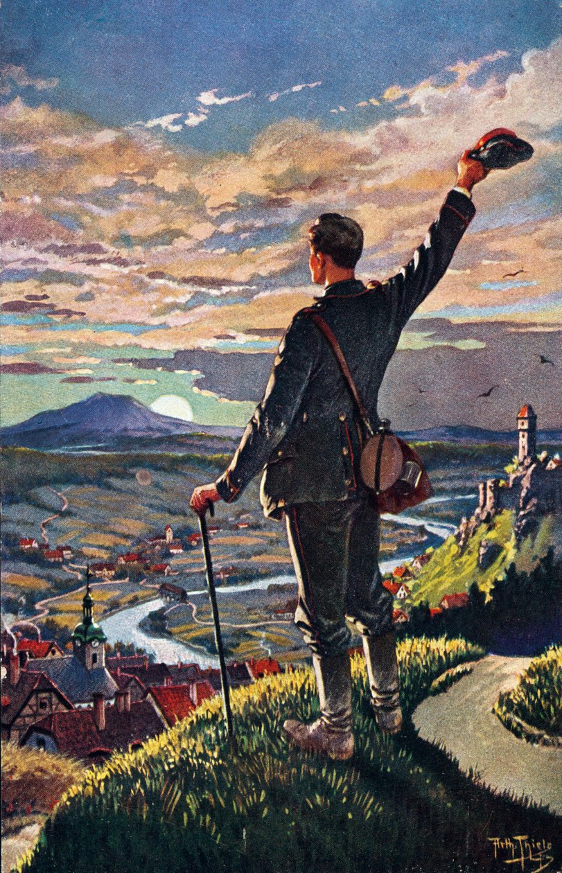 A KATONA HAZA VISSZATÉRÉSE – Carl Robert Arthur Thiele illusztrációja 1860-1936 alkotó: Carl Robert Arthur Thiele