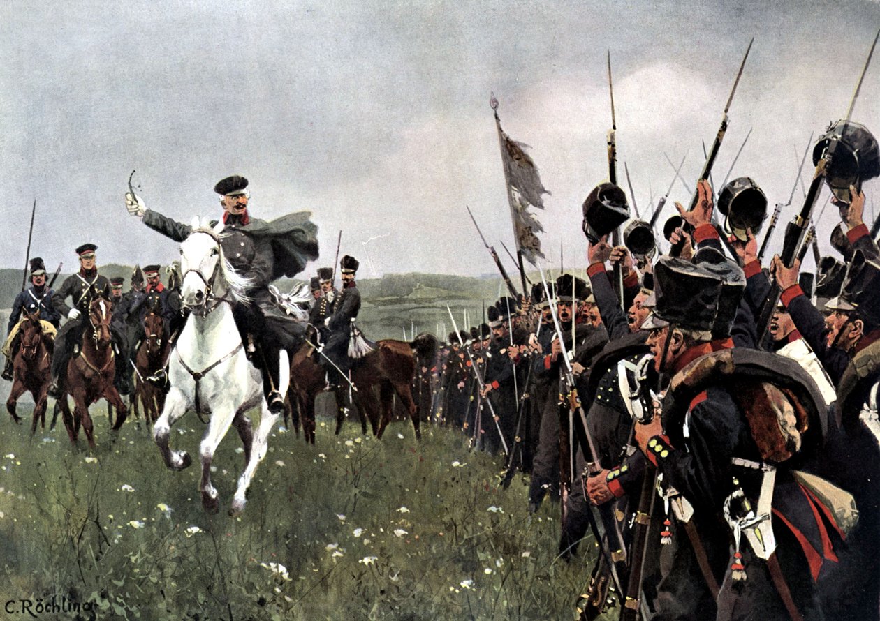 Blucher tábornok a katzbachi csata előtt, 1813. augusztus 26-án alkotó: Carl Röchling