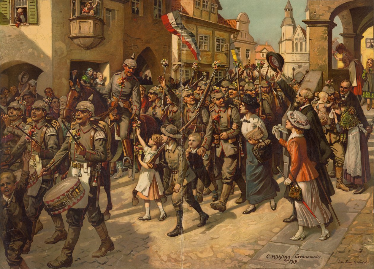 A mozgósítás 1914-ben. Kép az iskolákba Történelemtanítás, 1915 alkotó: Carl Rohling