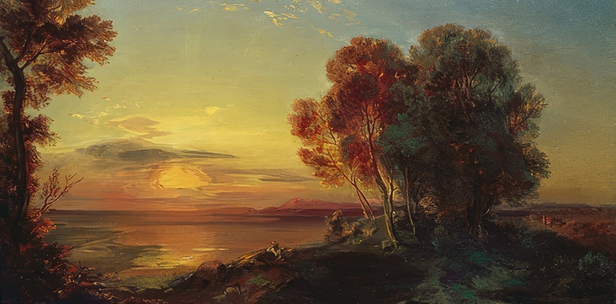 Naplemente a Starnberg-tavon alkotó: Carl Rottmann