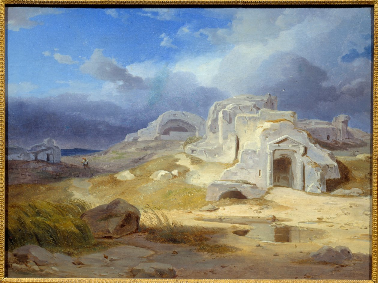 Arkhimédész sírja Syracusában. Carl Rottmann festménye (1798 - 1850) Ec. Összes. alkotó: Carl Rottmann