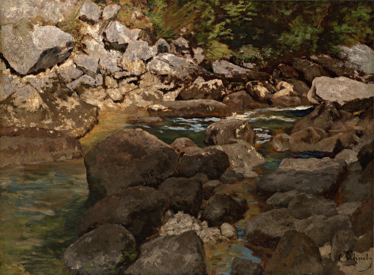 Hegyi patak sziklákkal, 1888-1889 alkotó: Carl Schuch