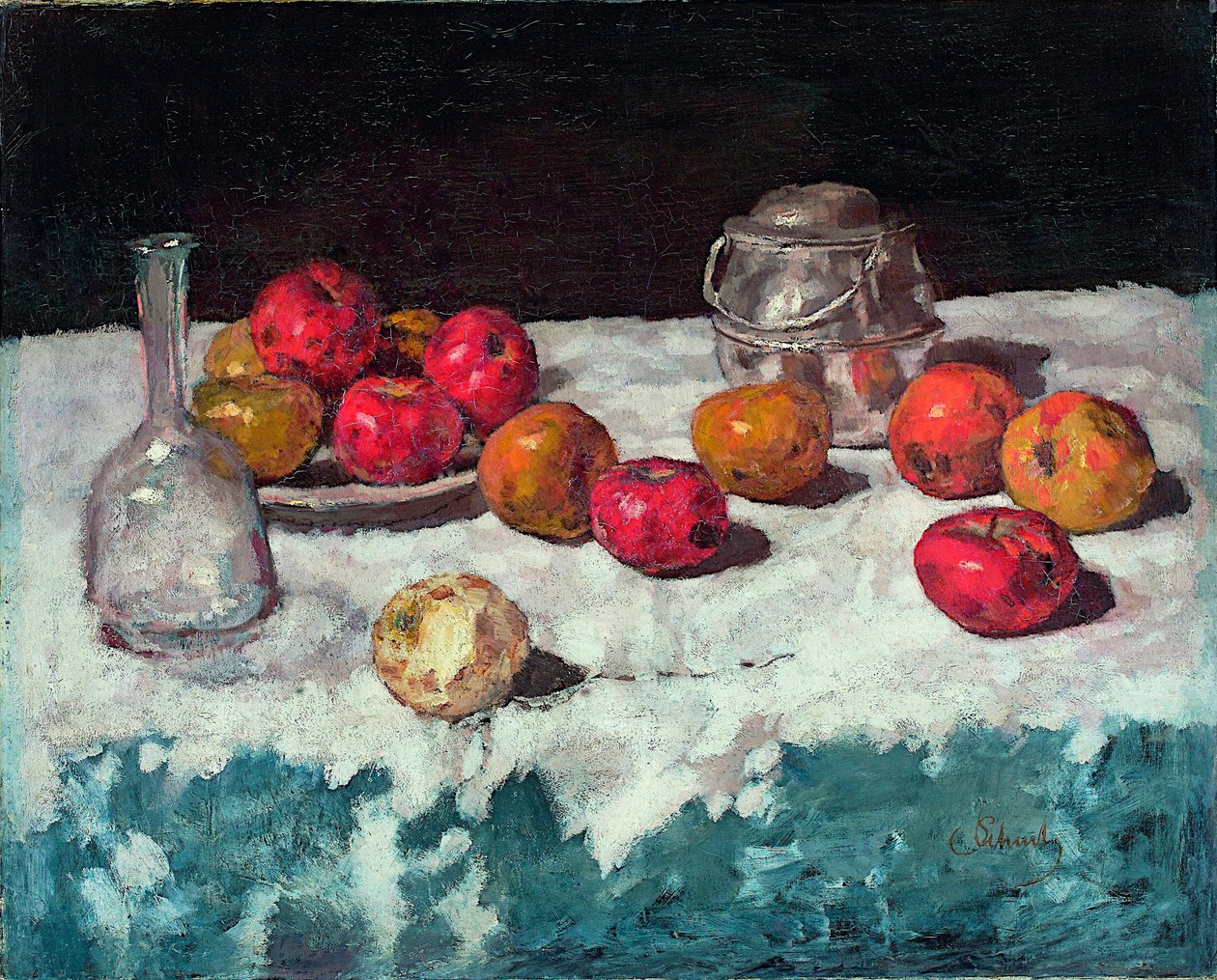 ""Nature morte aux pommes"" (Csendélet almával) Peinture de Carl Schuch (1846-1903) 1889 Olaj, vászon Mérete 66,2x81,6 cm Museum Kunstpalast, Düsseldorf alkotó: Carl Schuch