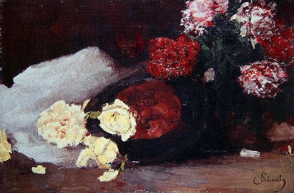 Csendélet tearózsákkal, 1885 körül (olaj, vászon) alkotó: Carl Schuch