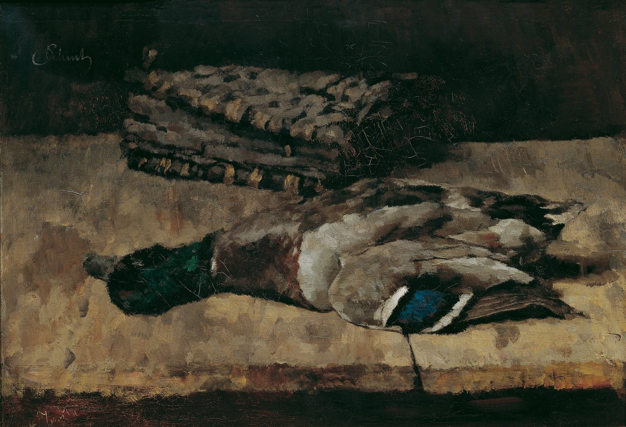 Csendélet vadkacsával és vadásztáskával I alkotó: Carl Schuch