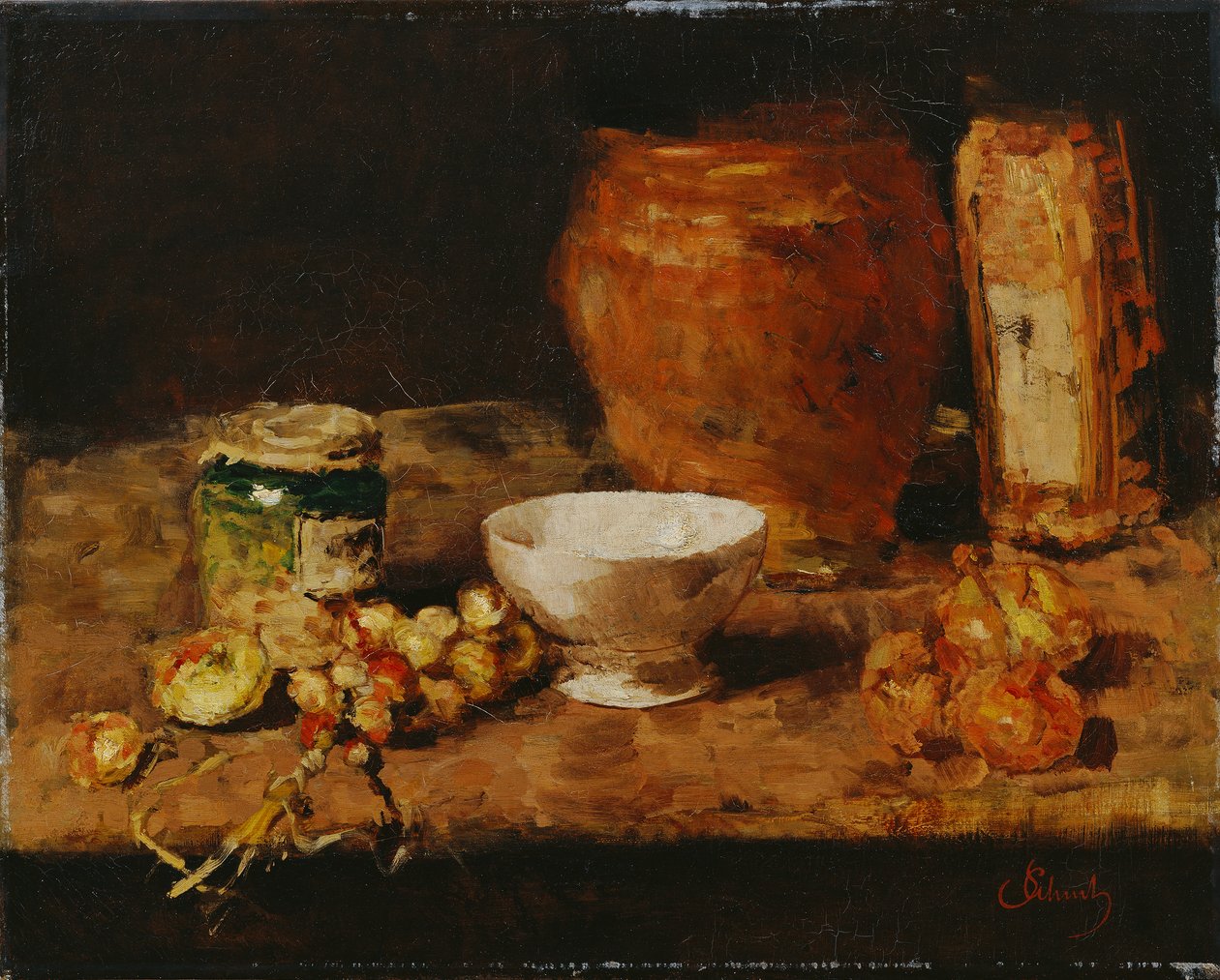 Csendélet fehér tállal alkotó: Carl Schuch