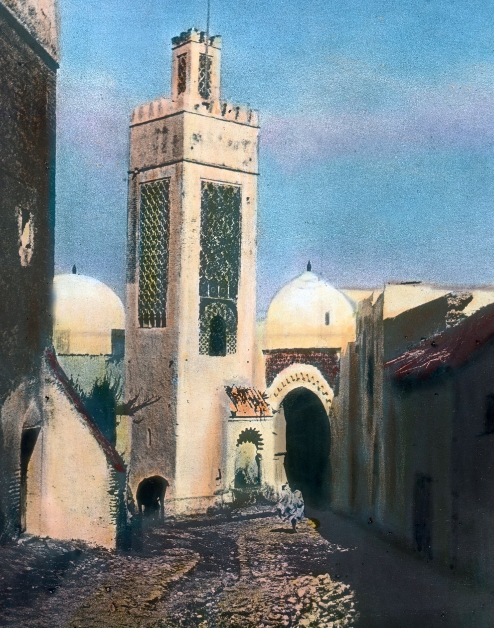 Észak-Marokkó, Tetouan, Sidi Saidi mecset minaretje, a kép dátuma: 1910 körül. Carl Simon Archívum alkotó: Carl Simon