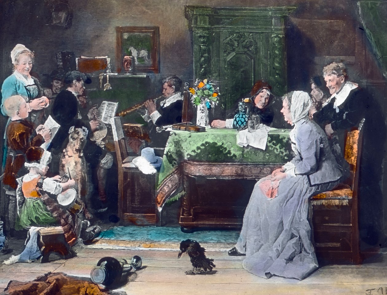 A családi koncert. Fritz von Uhde (1848-1911) német festőművész 1881-ben készült festménye. A kép dátuma: 1890 körül. Carl Simon Archívum alkotó: Carl Simon