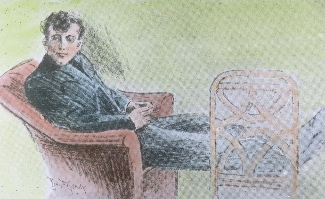 A Titanic első útja 1912, a kép valószínűleg Harold Bride, a Titanic egyik vezeték nélküli távirat operátora, történelem, történelmi, Carl Simon, kézzel színezett üveg diaképének illusztrációja. alkotó: Carl Simon
