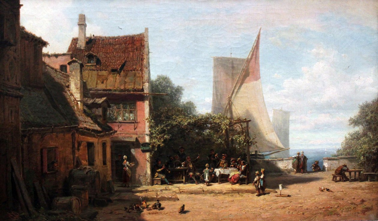 Régi taverna a Starnberg -tónál alkotó: Carl Spitzweg